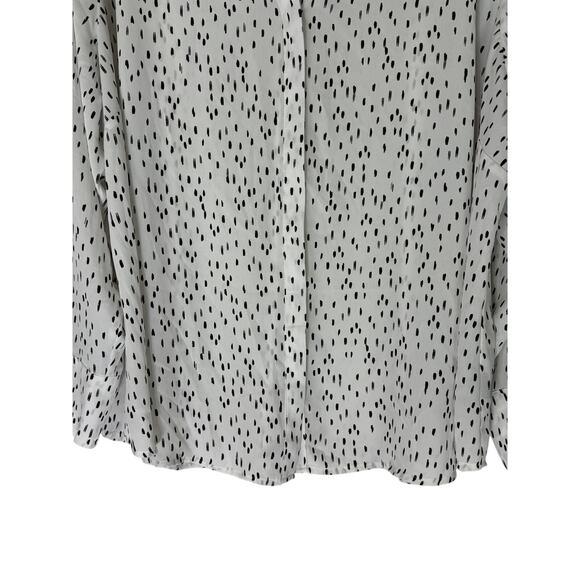 Worthington Woman White & Black Long Sleeve V-neck Collar Blouse Top Size 4X - Picture 3 of 10